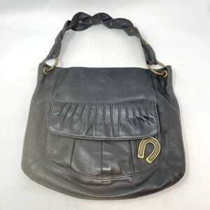 Betsy Johnson Vintage Black Vegan Leather Western Horseshoe Shoulder‎ Bag